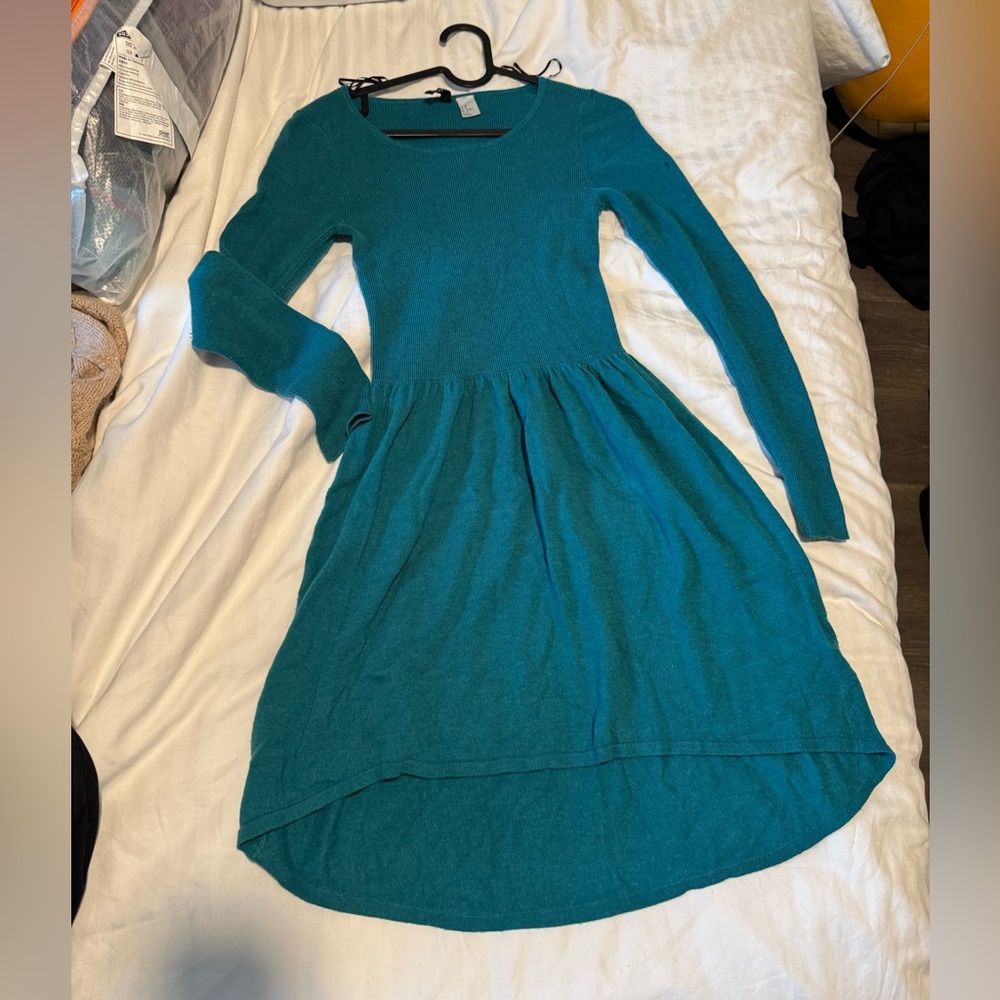 H&M Teal Knit Sweater Dress size S
